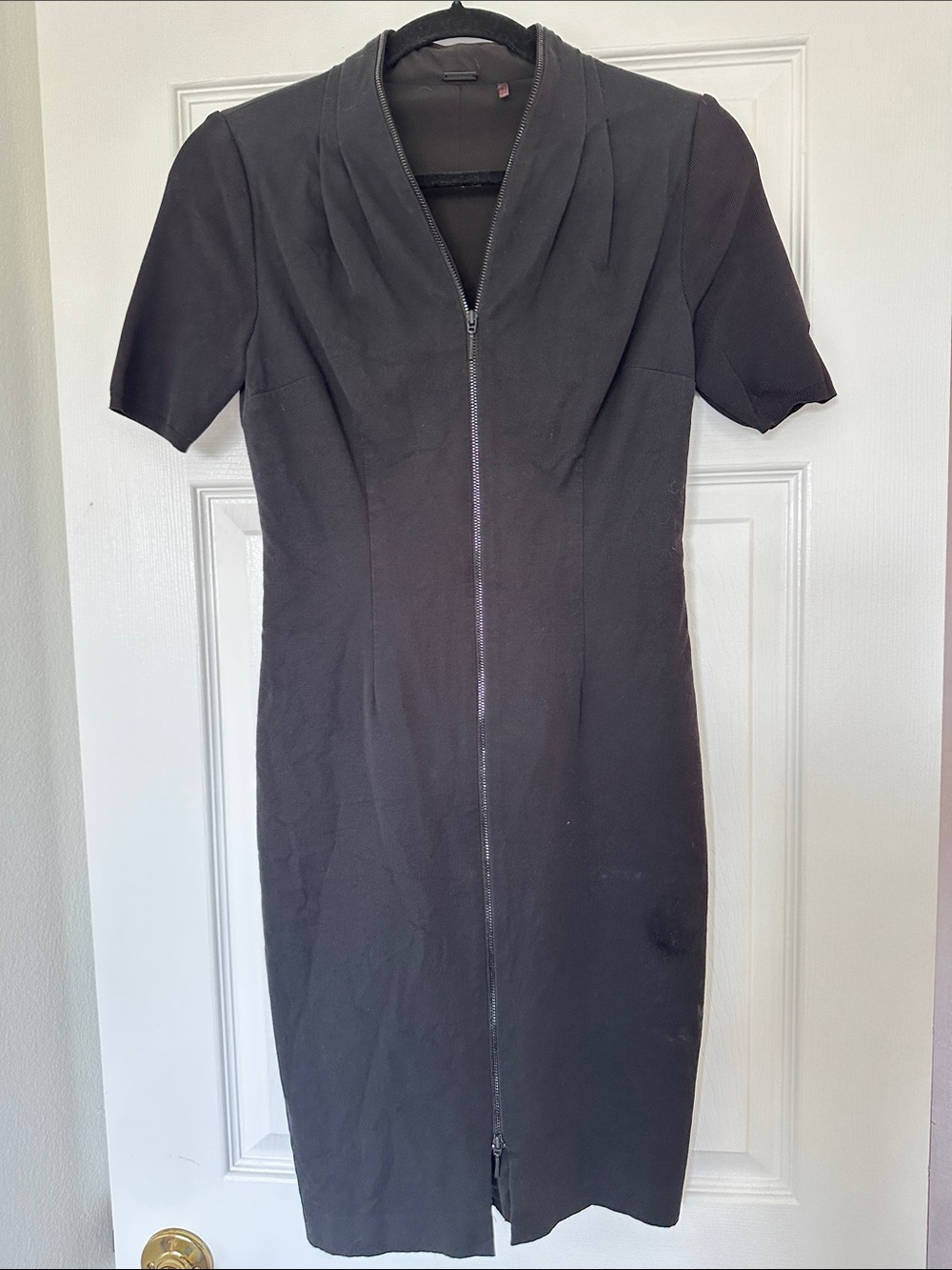 Elie Tahari Black Zip-Front Sheath Dress